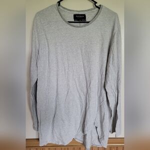 PacSun Women's Gray Striped Long Sleeve V-cut Hem Tee Size Medium